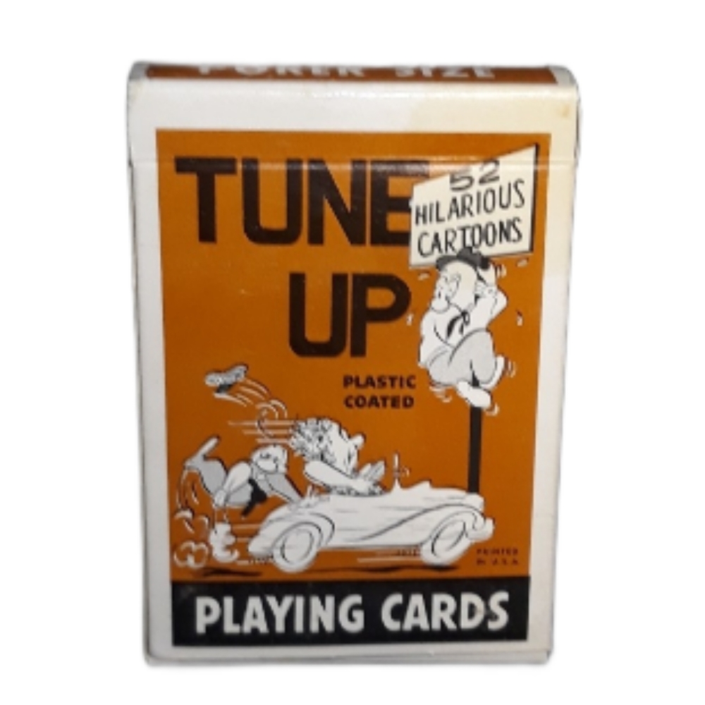 Vintage 1950's Tune Up Poker Size Plastic Coated Playing Cards